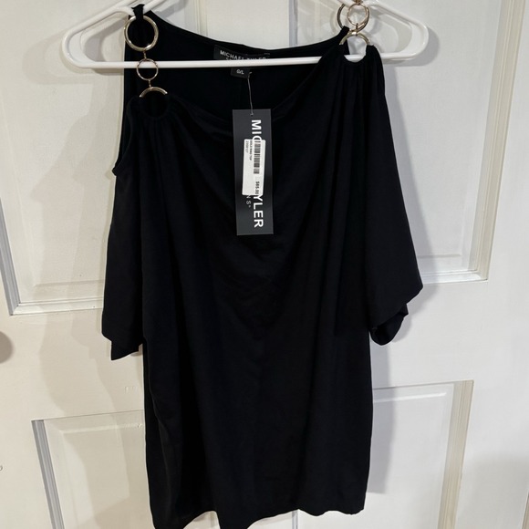 Michael Tyler Tops - michael tyler womens Top Gold Accents Black Large NEW